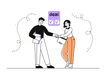 Business partners shake hands vector simple