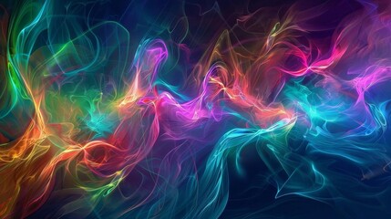 Abstract neon waves in a digital art setting