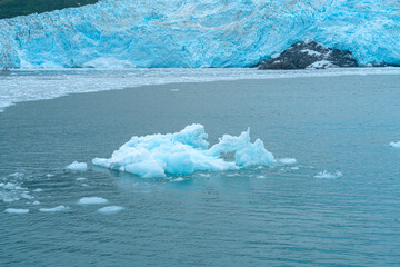 close up on floating ice in Alaska bay