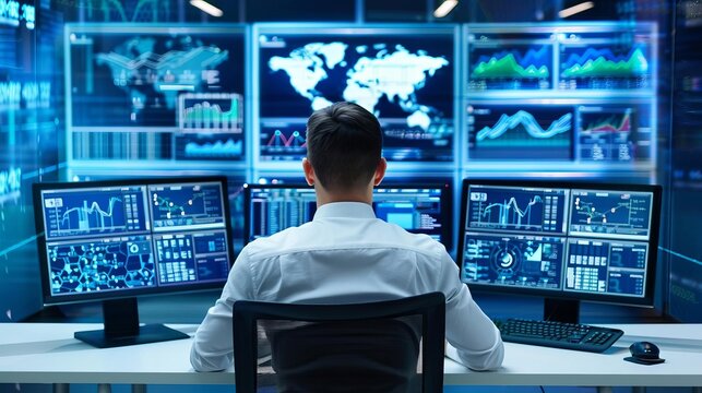 Business analyst enhancing productivity through advanced computing technology