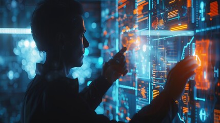 Fototapeta premium Business leader managing enterprise resources through a holographic interface