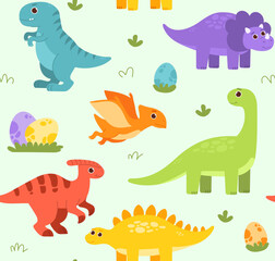 Dino seamless pattern vector