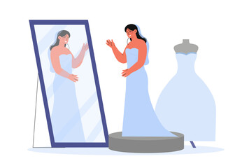 Woman with dress fitting vector