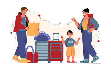 Family of tourists vector concept