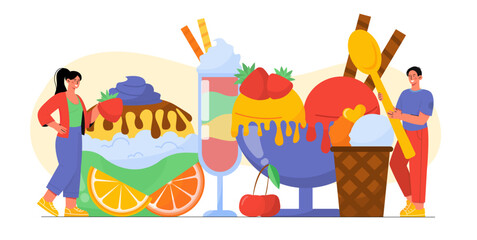 People with Ice cream vector