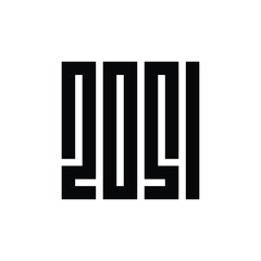 Year 2051 number design, 2051 happy new year sign isolated, logo 2051 text vector illustration, black on white background