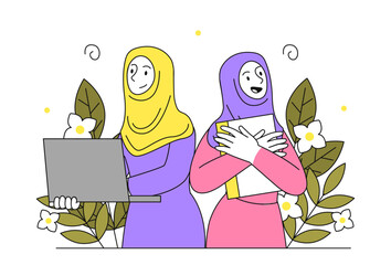Muslim businesswoman vector simple
