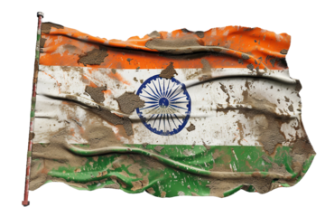 dirty india flag, no background, PNG image