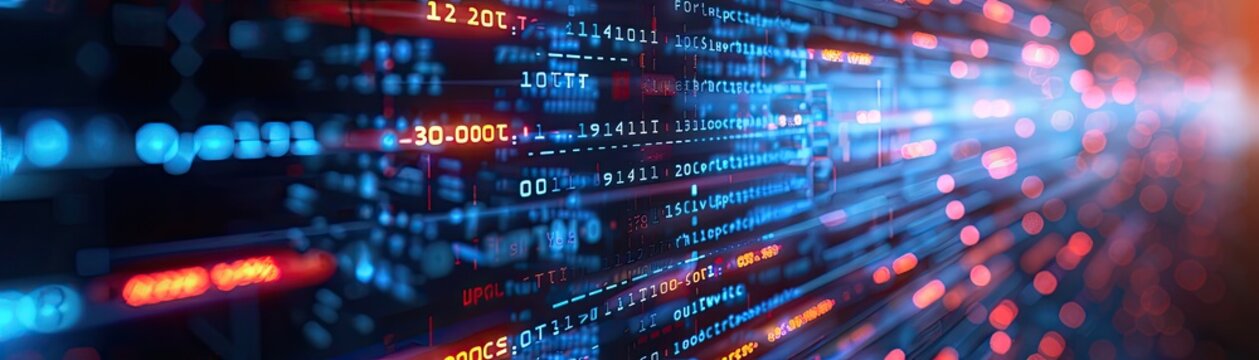 Abstract digital background resembling a computer screen with numbers and program codes, representing computer programming