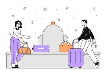People with suitcases vector simple