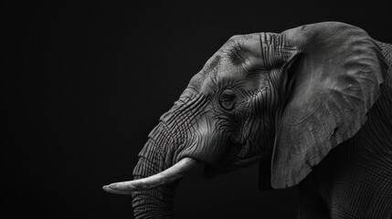 Black and White Portrait of Elephant