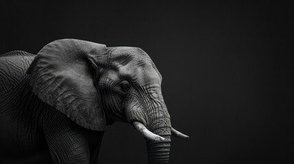 Black and White Portrait of Elephant