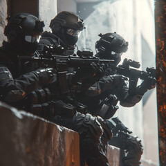 Special Forces Team in Tactical Urban Engagement