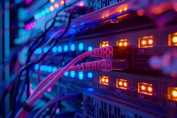 Naklejka premium Digital network infrastructure with a focus on connectivity and highspeed data transmission