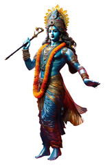 Obraz premium PNG Hinduism indian god Krishna adult face art.