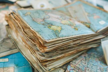 Faded vintage map pieces, suitable for historical or travelthemed designs