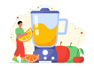 Man with smoothie vector concept
