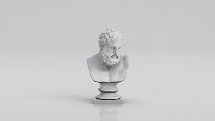 3d render ilustration abstract ceramic white stoic philosopher statue in ceramic white background design template studio light template