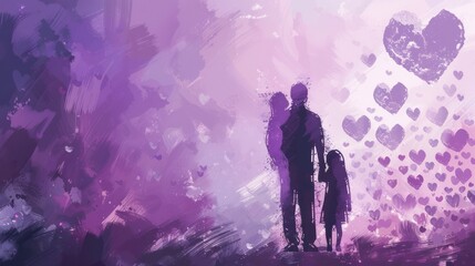 Father and Child in Silhouette illustration Art