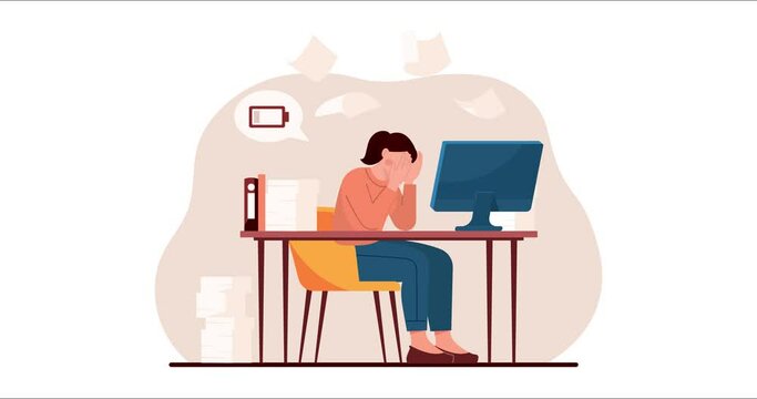 Tired woman at workplace