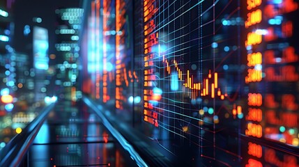 Illuminated stock market data on a virtual display panel