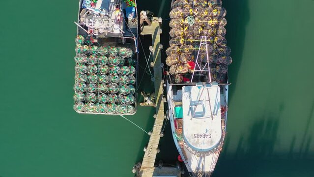 Crab Boat Dungeness Crab Bodega Bay Crab Pots Drone 4k