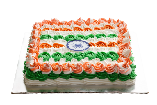 india flag made of cake, no background, PNG image