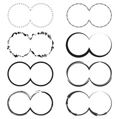 Set of infinity loop icons vector. Various stroke styles and decorations. Continuous limitlessness concept symbols.