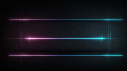 Obraz premium Glowing neon stripes of metal wall in dark theme