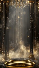 Fantasy-themed Gold and Black Podium with Mystical Touches