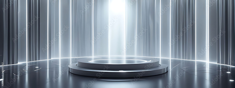 Wall mural podium background 3d light tech stage future platform game abstract. podium 3d background technology