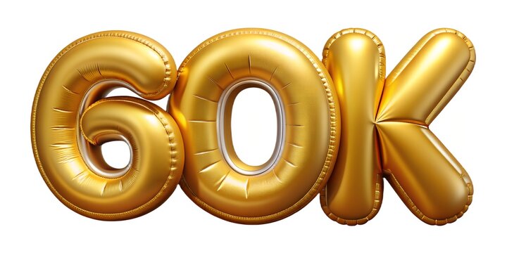Inflatable golden balloons: 60k. Celebration of followers on the internet.