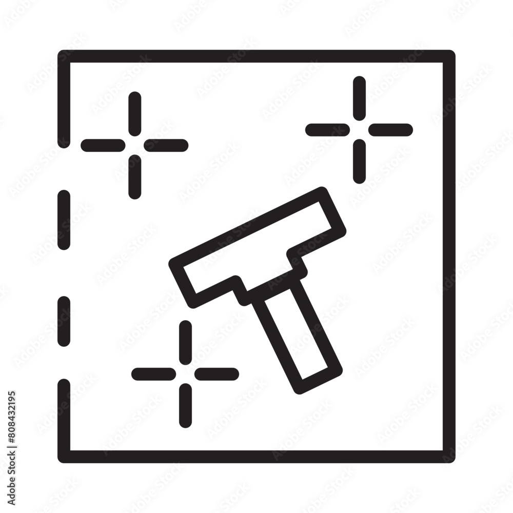 Poster window cleaning spray line icon