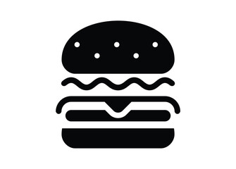 Burger simple illustration in black and white.