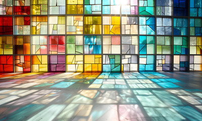 Stained-glass square blog full color with the floor. - 808433307
