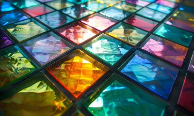 Stained-glass square blog full color.  - 808433327