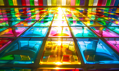Crystal Stained-glass square blog full color.  - 808433331