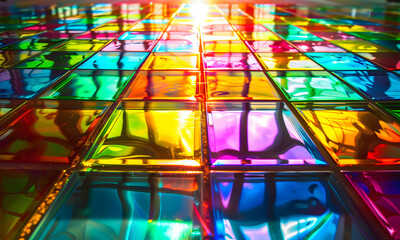 Crystal Stained-glass square blog full color.  - 808433350