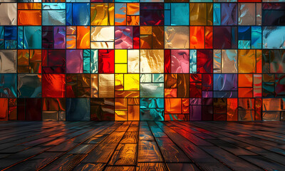 Stained-glass square blog full color with the floor. - 808433375