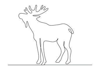 Moose continuous single line drawing vector illustration. Pro vector