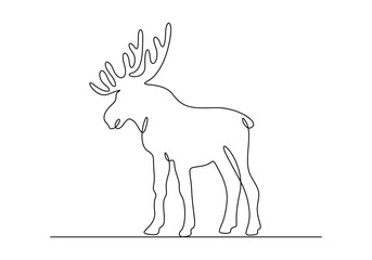 Moose continuous single line drawing vector illustration. Pro vector