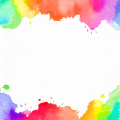 Watercolor rainbow ink splash frame border background