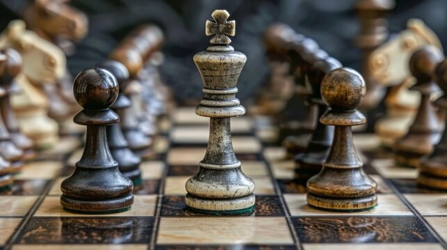 A chessboard midgame, illustrating the strategic and consequential choices faced by players, similar to a person in a dilemma