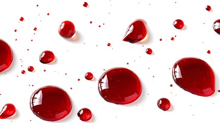 Red blood drops Isolated on white background. Generative AI