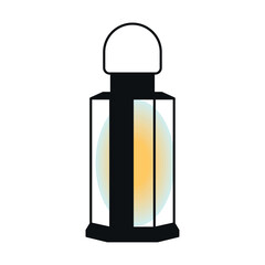 Colored antique lantern icon Flat design Vector illustration