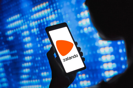 May 7, 2024, Brazil. In this photo illustration, the Zalando SE logo is displayed on a smartphone screen.