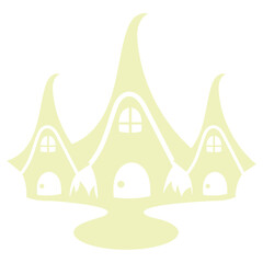 Mushroom house silhouette Gnome home Vector illustration