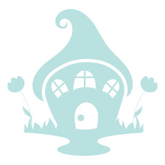Mushroom house silhouette Gnome home Vector illustration