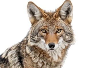 Fototapeta premium Close-Up Portrait of Coyote Against White Background