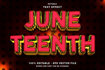 Juneteenth 3d text style effect template editable